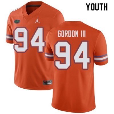 Youth Florida Gators #94 Moses Gordon III NCAA Jordan Brand Orange Authentic Stitched College Football Jersey ZJG2762FP